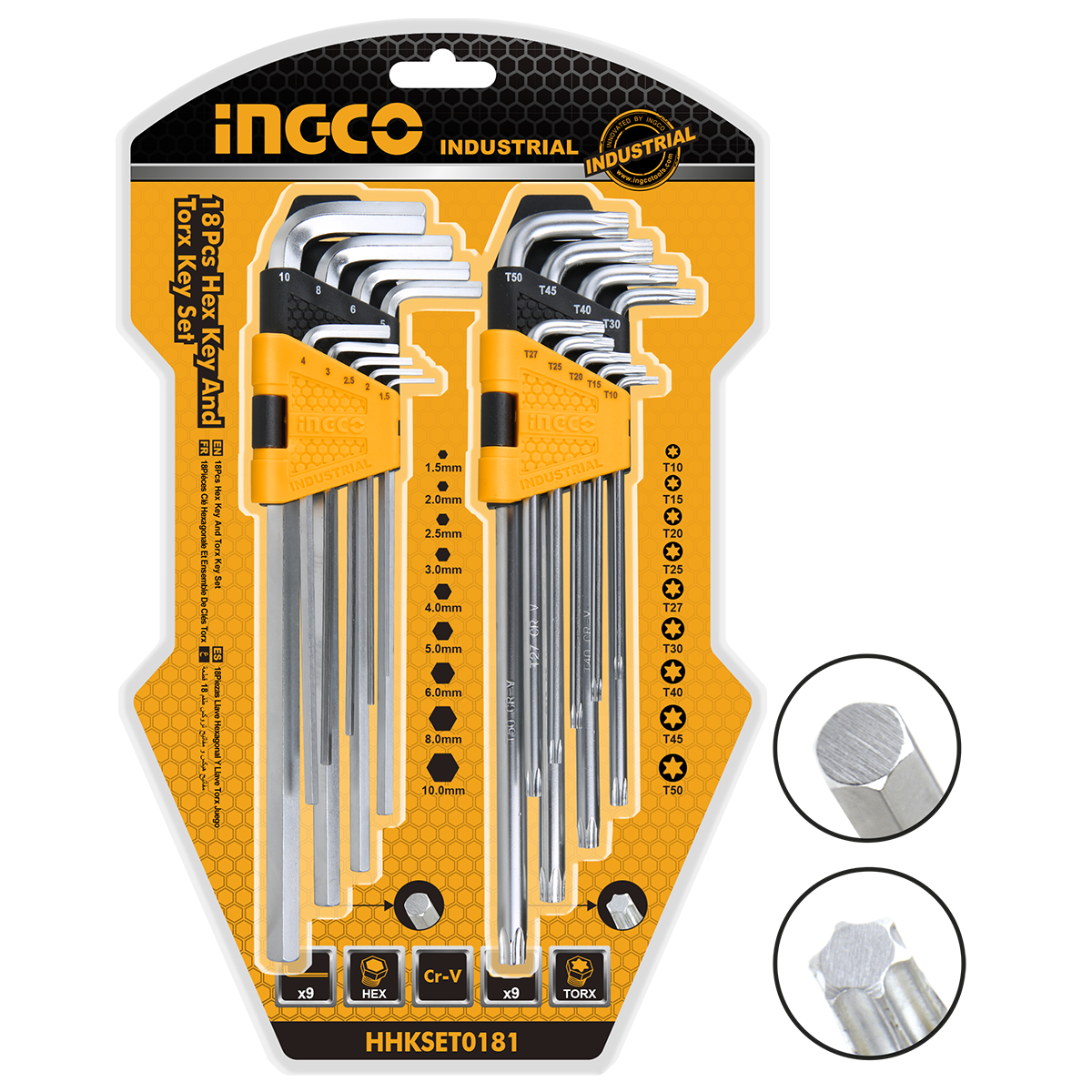 18PCS HEX KEY AND TORX KEY SET