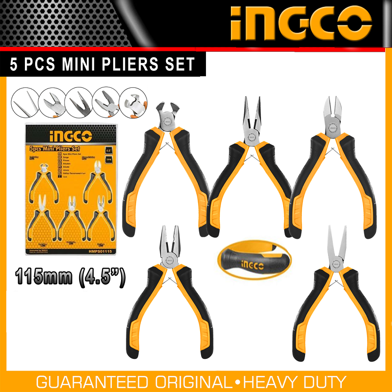 5 Piece Mini Pliers Set 4.5 Inches
